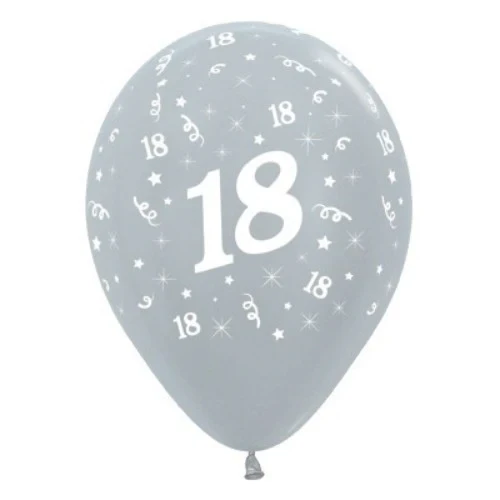 Balloons Age 18 Silver Metallic Pearl - Pack of 25