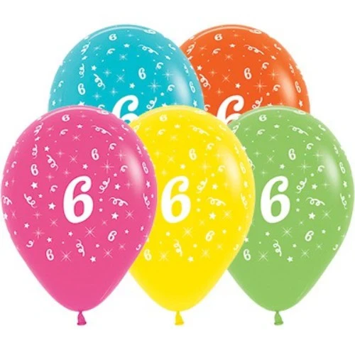 Balloons Age 6 Tropical Assortment - Pack of 25