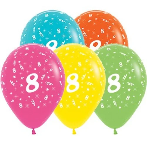 Balloons Age 8 Tropical Assortment - Pack of 25