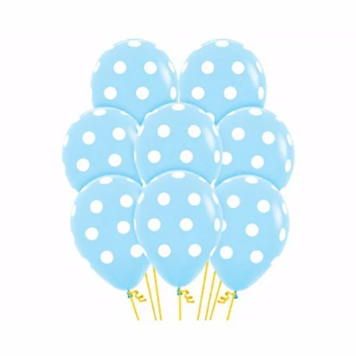 Balloons - Polka Dots on Pastel Blue - Pack of 12