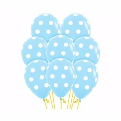 Balloons - Polka Dots on Pastel Blue  - Pack of 12