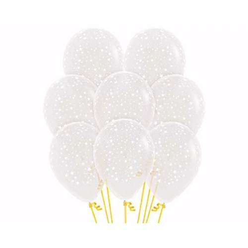Balloons - Small Stars on Diamond Clear - Pack of 12