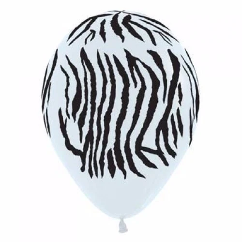 Balloons - Zebra Animal Print Black & White - Pack of 12