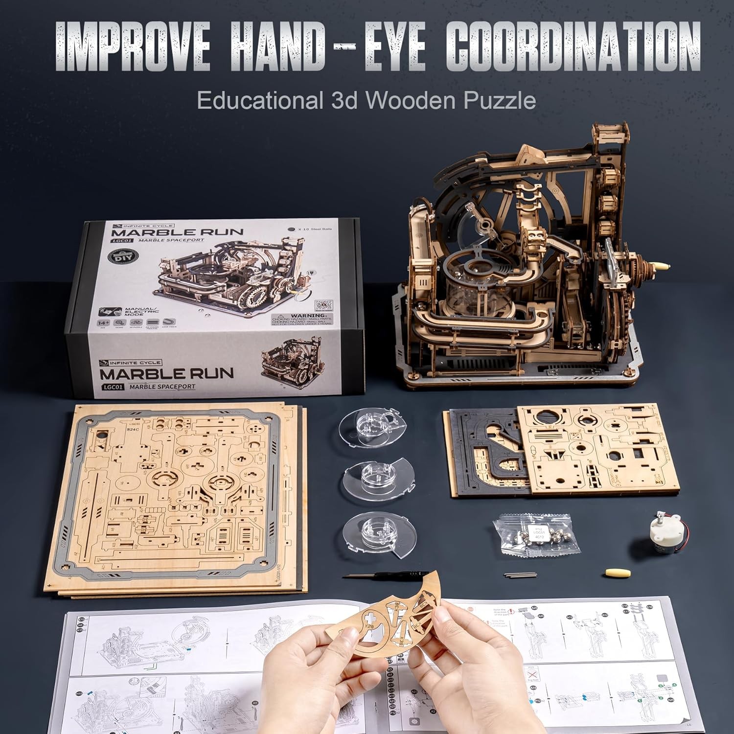 Marble Spaceport Marble Run 3D Wooden Puzzle