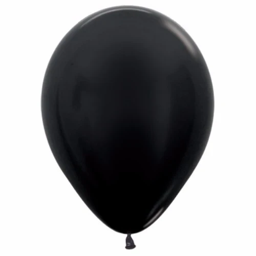 12cm Metallic Pearl Onyx Black Latex Balloons - Pack of 50