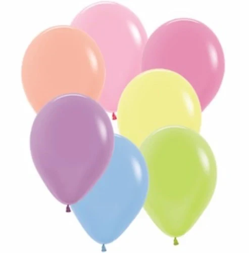 12cm Neon Assortment Latex Balloons - Pack of 50