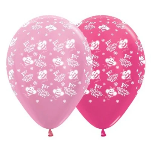 30cm 1st Birthday Girl Bumble Bee's Pink & Fuchsia - Pack of 6