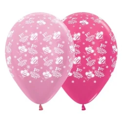 30cm 1st Birthday Girl Bumble Bee's  Pink & Fuchsia - Pack of 6