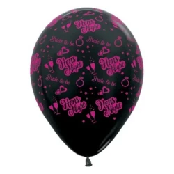 30cm Hens Night Bride to Be  Black Metallic - Pack of 6