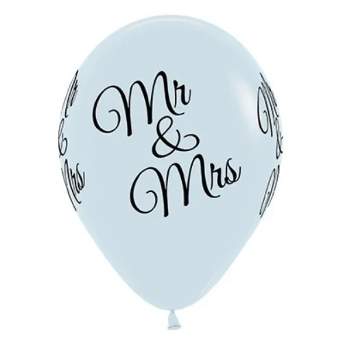 30cm Mr & Mrs White Latex Balloons - Pack of 6