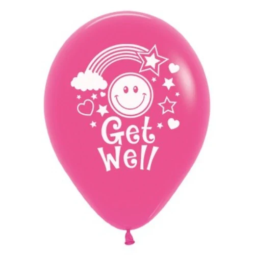 30cm Get Well Smiley Faces Fuchsia Fashion - Pack of 6