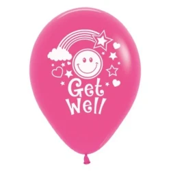 30cm Get Well Smiley Faces  Fuchsia Fashion - Pack of 6