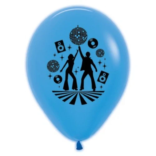 30cm Disco Theme Blue Neon Latex Balloons - Pack of 6