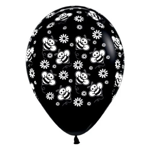 30cm Bumble Bee's & Flowers Black - Pack of 6