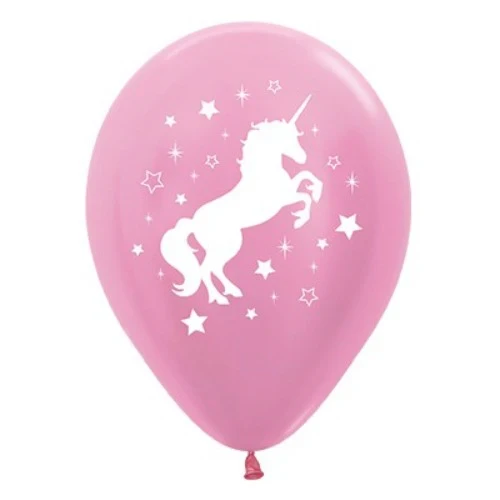 30cm Unicorn Sparkles & Stars Pearl Pink Satin - Pack of 6