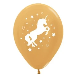 30cm Unicorn Sparkles & Stars  Gold Metallic - Pack of 6