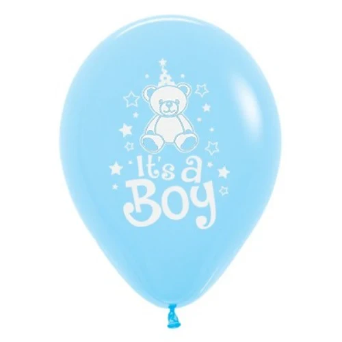 30cm It's A Boy Teddy Pastel Blue Latex Balloons - Pack of 25