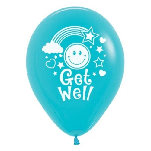 30cm Get Well Smiley Faces Caribbean Blue Fashion - Pack of 25