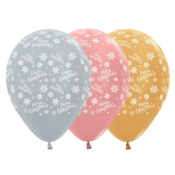 30cm Merry Christmas Snowflakes Silver, Rose Gold & - Pack of 25