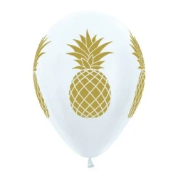 30cm Tropical Pineapple Pearl White & Gold Ink - Pack of 25