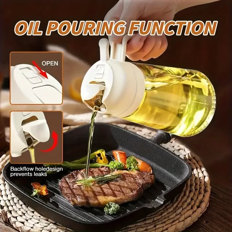 16oz 2-in-1 Olive Oil Dispenser and Oil Sprayer Bottle for Kitchen