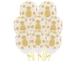 30cm Tropical Design On Crystal Clear Latex Balloons, 12pk - Pack of 12