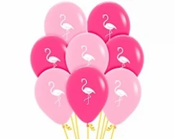 30cm Flamingo Design On Fashion Assorted Latex Balloons, 12pk - Pack of 12