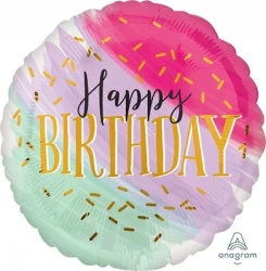 45cm Standard Balloon HX Water Colour Happy Birthday