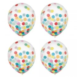 Latex Balloons 30cm & Confetti Multi-Coloured (Pack of 6)