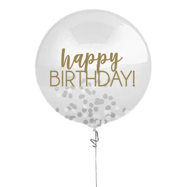 Latex Balloon - HB Silver & Gold and Confetti (60cm)