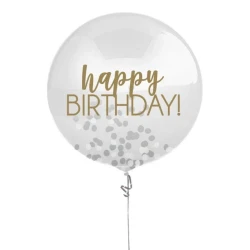 Latex Balloon - HB  Silver & Gold and Confetti (60cm)