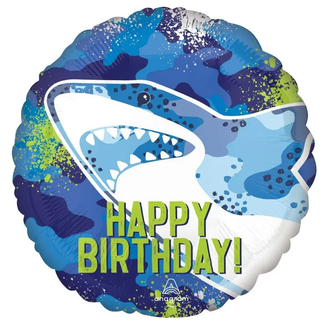 45cm Standard Hx Balloon Shark Happy Birthday