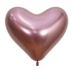 Sempertex 35cm Hearts Metallic Reflex Pink Latex Balloons 909, 12PK (Set of 12)