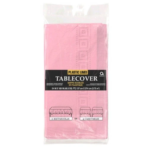 Tablecover Plastic Lined 3ply New Pink