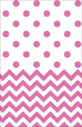 Chevron Plastic Tablecover - Bright Pink