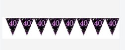 Banner - Celebration 40 Prismatic Pennant - Plastic (Pink)