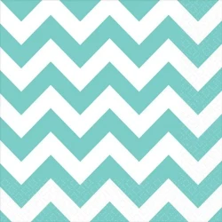 Chevron Lunch Napkins Robin's-Egg Blue (16 units) - Pack of 16