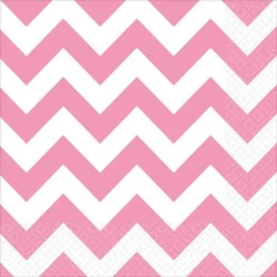 Chevron Lunch Napkins New Pink - Pack of 16