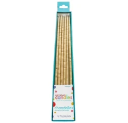 Gold Long Thin Taper Candles - Pack of (12)