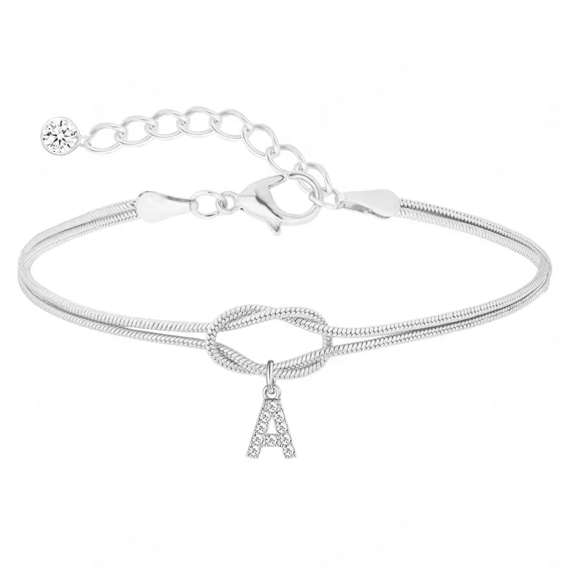 Personalized Copper Zircon Initial Bracelet – Elegant Letter Charm Jewelry