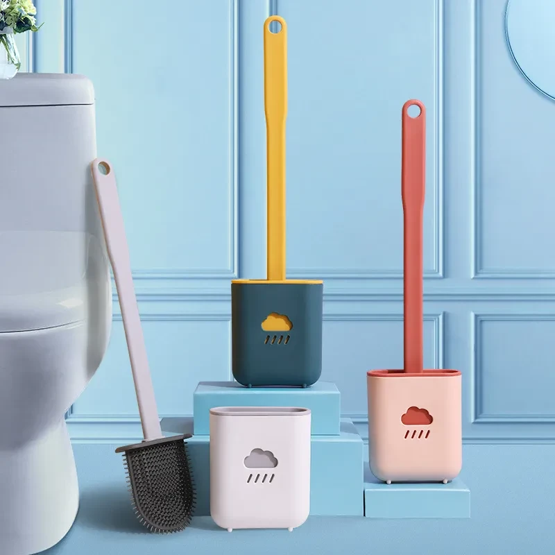 Wall-Mounted Silicone Toilet Brush with Holder
