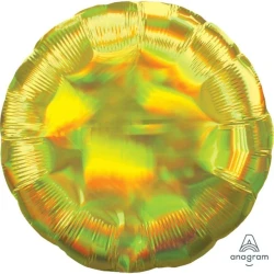 Balloon - 45cm Standard Holographic Iridescent Yellow Circle