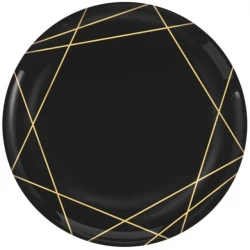 Premium Gold Geo Plastic Plates 19cm Hot Stamped - Pack of 20