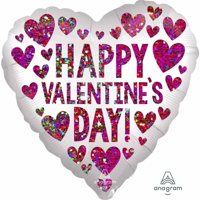 Balloon - 45cm Standard Satin Xl Happy Valentine's Day Sequins