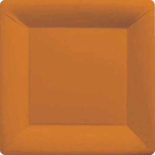 Paper Plates 17cm Square 20CT - Pumpkin Orange - Pack of 20
