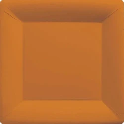 Paper Plates 17cm Square 20CT  - Pumpkin Orange  - Pack of 20