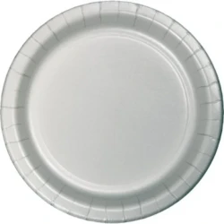 Shimmering Silver Lunch Plates Paper 18cm - Pack of 24