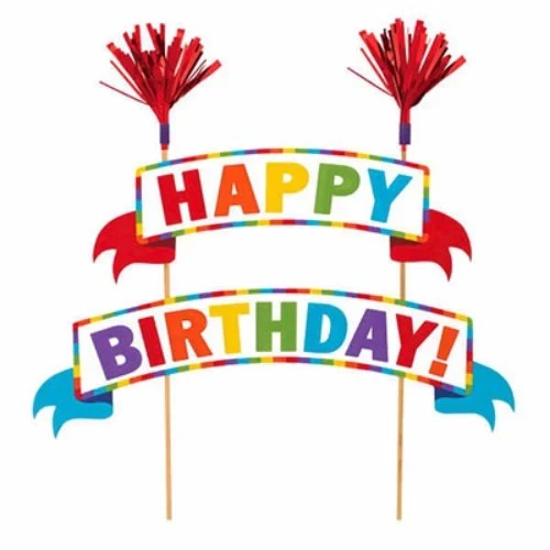 Cake Topper Happy Birthday Gold Banner Kit