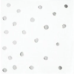 Touch Of Colour White & Silver Foil Dots Beverage Napkins  (Pack of 16)