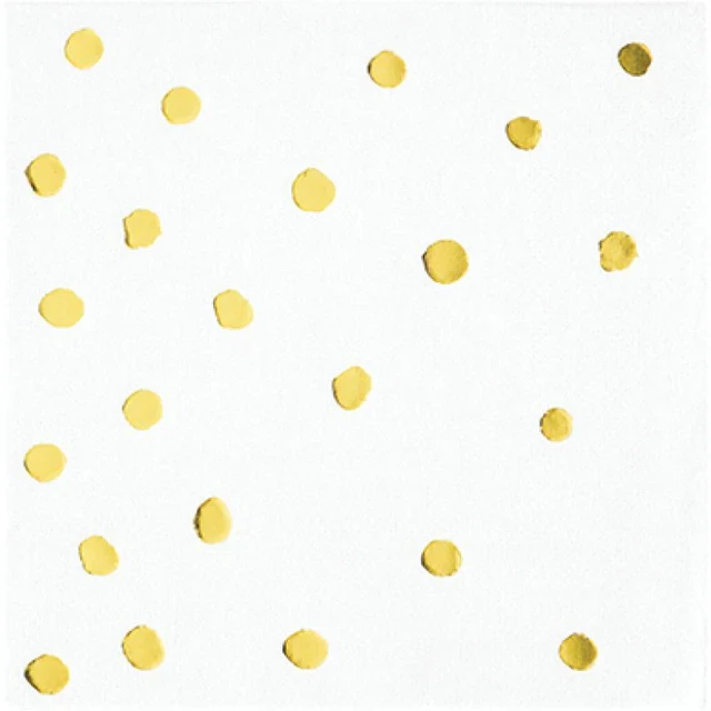 Touch Of Colour White & Gold Foil Dots Beverage Napkins (Pack of 16)